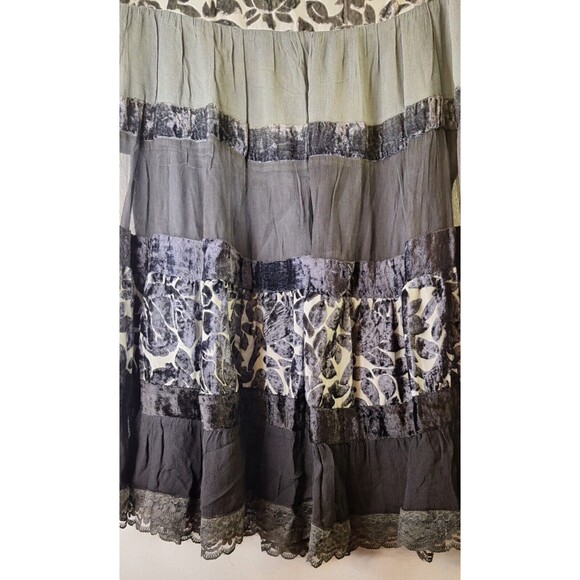 Vtg 90's Y2K RAVE Midi Skirt Sz S Velvet Burnout Lace Trim Regency Cottage Core - Picture 5 of 7